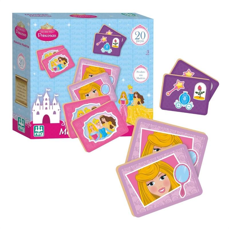 Brinquedo Infantil Jogo Da Memoria Das Princesas Em Madeira - Nig ...
