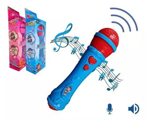 Brinquedo Microfone Infantil Musica Som Voz Criança Canto Cor: Azul ...