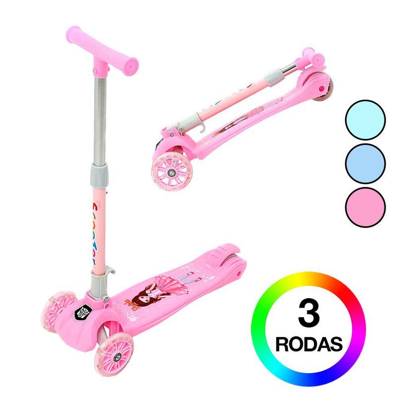 Brinquedo Patinete Infantil de Meninas 3 Rodas Rosa - DM Toys ...