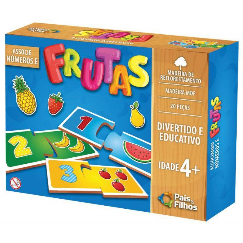 Brinquedo Pedagógico Madeira Associe Números E Frutas - Pais E Filhos ...