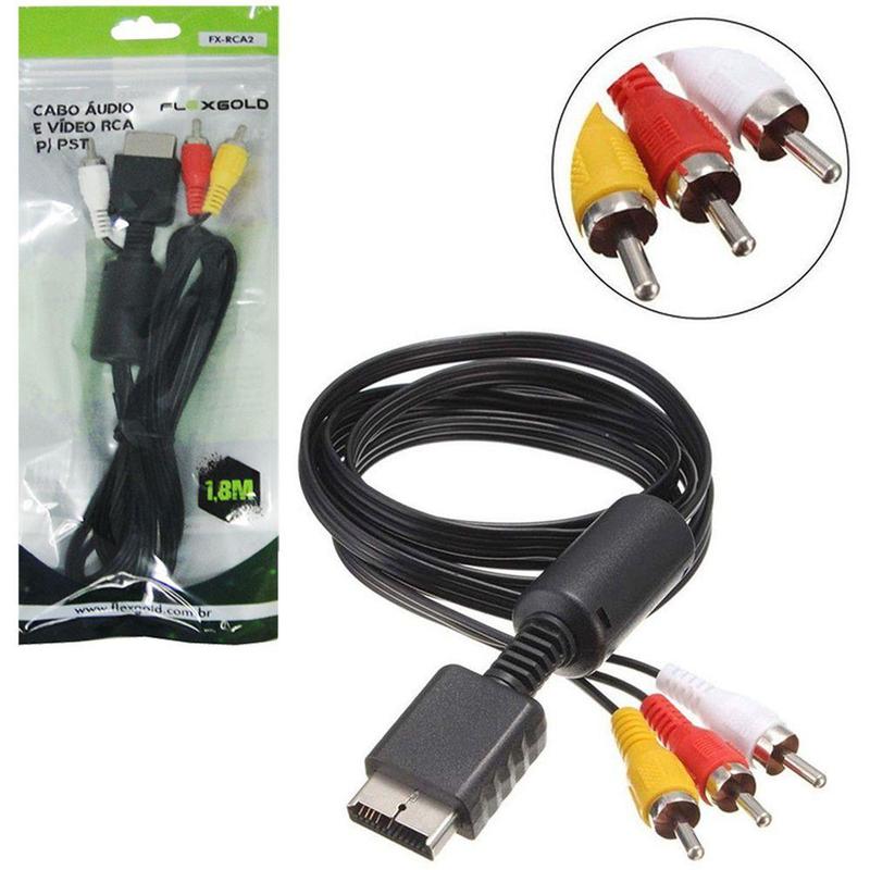 Cabo de audio e video 3rca macho para ps1/ps2/ps3 flex gold 1,8m ...