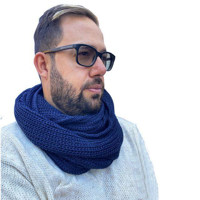 Cachecol Homem Cachecol Masculino Gola Fechada Tricô Inverno Frio Azul-escuro - Breeza ...