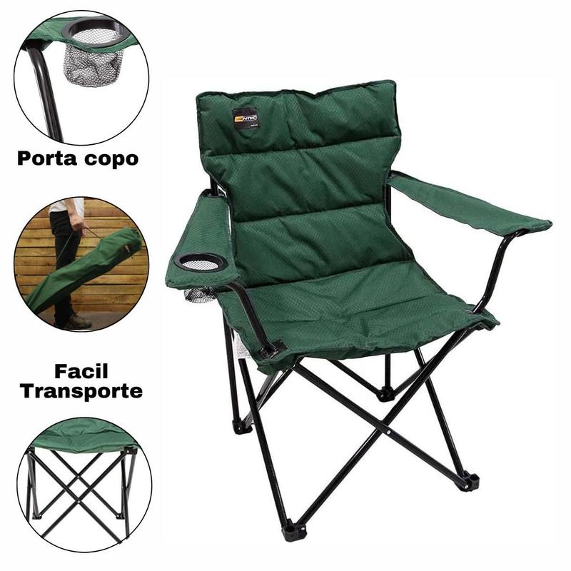 Cadeira Dobravel Camping C/Porta Copo Ate 95Kg Nautika Verde - Cadeira ...