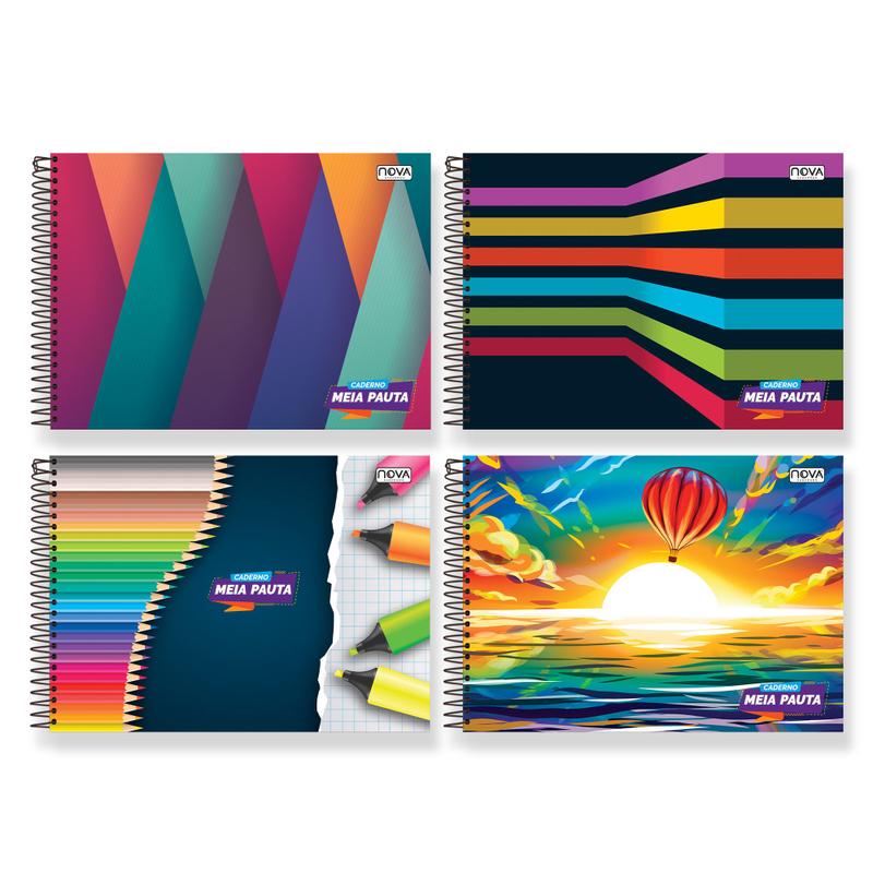 Caderno de Desenho Espiral Arame Meia Pauta Espaço para Desenhar - Nova ...