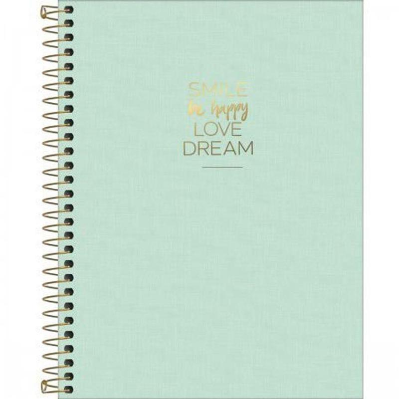 Caderno Tilibra Espiral Capa Plástica Colegial 10 Matérias Dream verde ...
