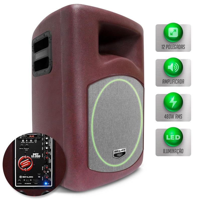 Caixa De Som Ativa Amplificada Shutt 480w RMS Residencial Bluetooth USB ...