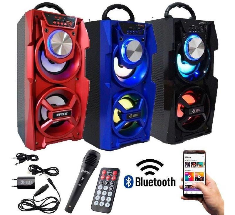 Caixa de som bluetooth com microfone e controle 12w rms usb m867bt ...