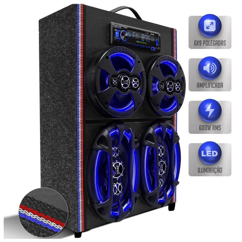 Caixa De Som Corujinha Residencial Shutt 600w 6x9 6 Pol Player Completa ...