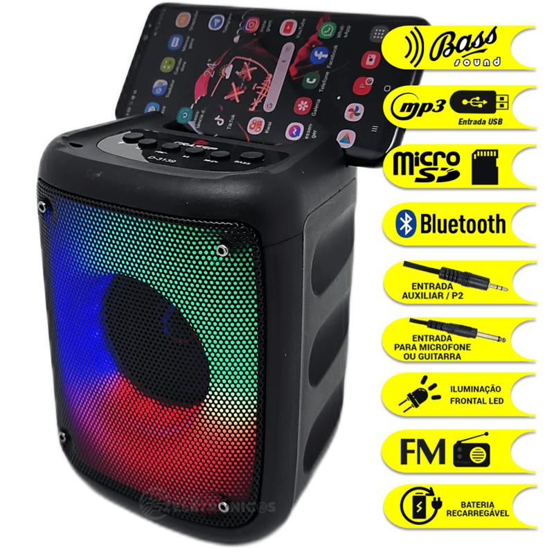 Caixa De Som Receptor Multi-Funções Bluetooth Hi-Fi Suporte De Celular ...