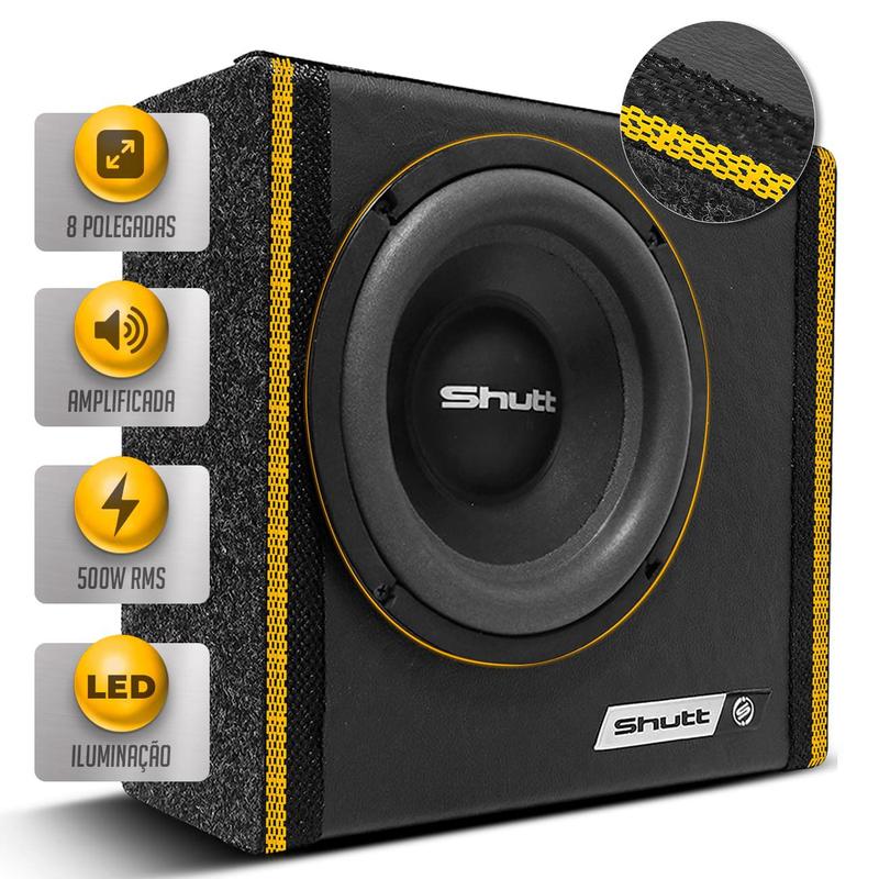 Caixa De Som Ultra Slim Amplificada Shutt 500w Subwoofer 8 Pol Bolinha ...