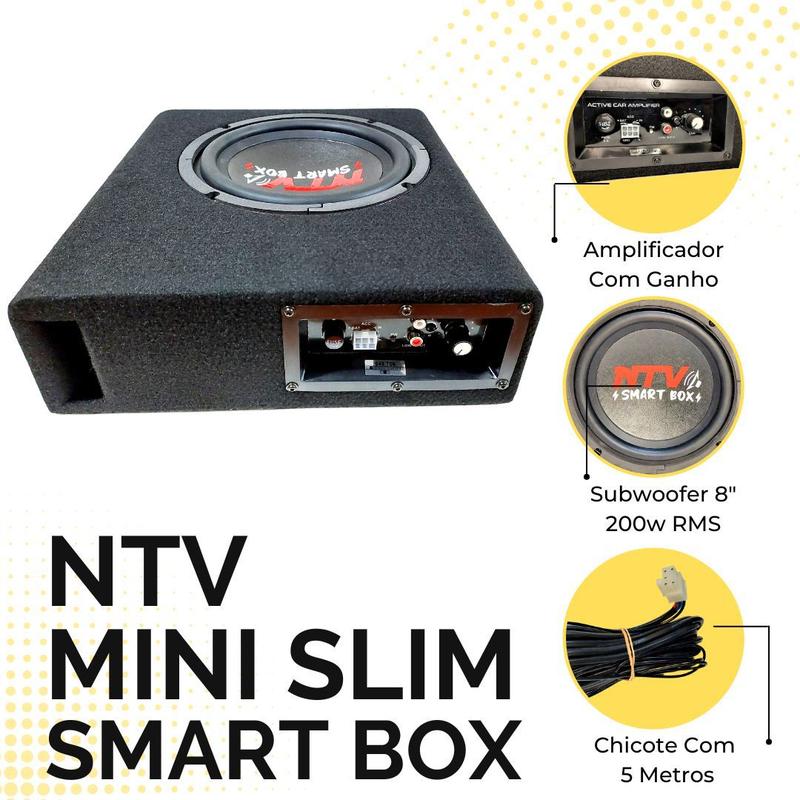 Caixa Som Amplificada Smart Box Mini Slim Subwoofer 8 Polegadas 200w ...
