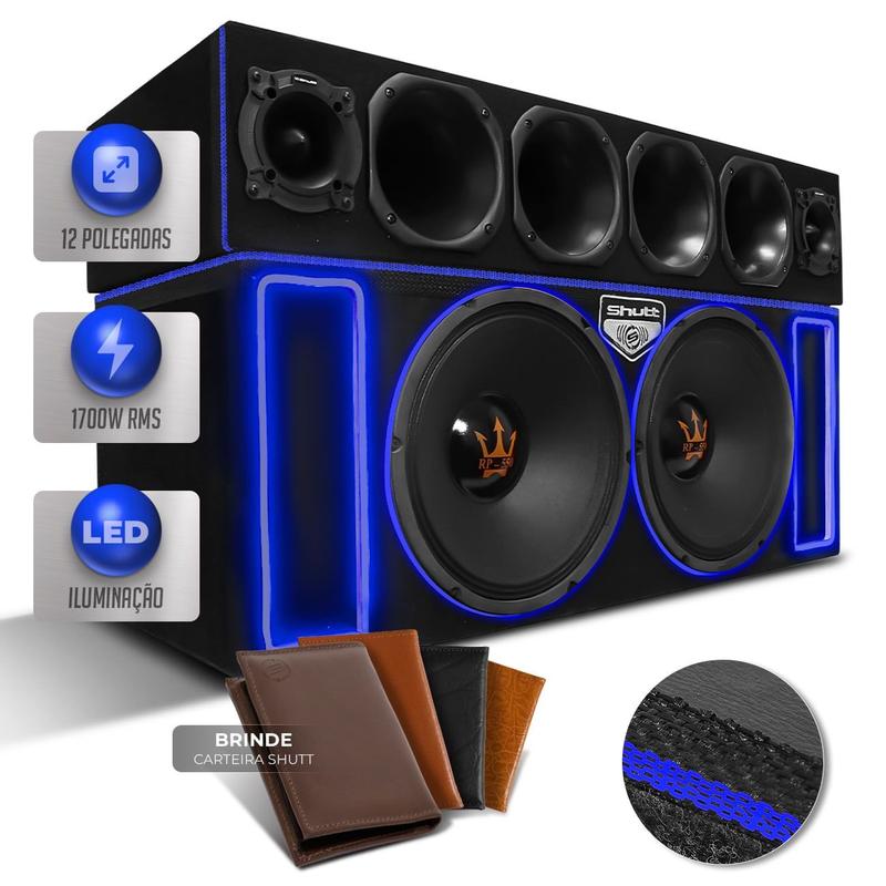 Caixa Som Automotivo Trio + Corneteira Shutt Woofer 12 Pol Magnum 1700w ...