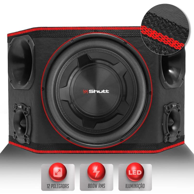 Caixa Som Trio Automotivo Shutt Three Side 800w RMS Subwoofer 4D 12 Pol ...