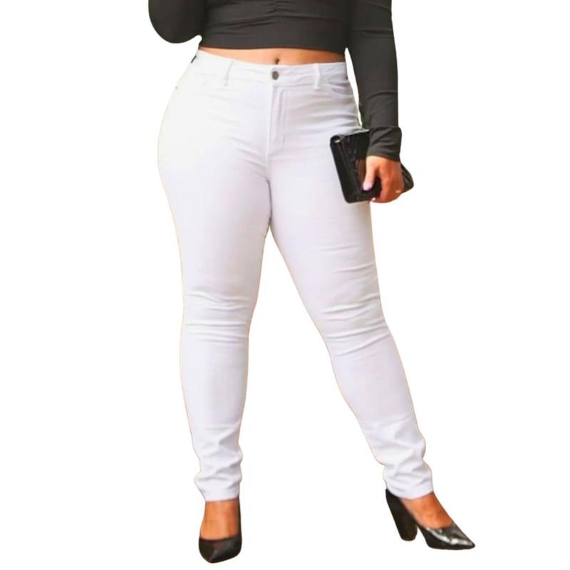 Calça feminina branca de sarja c/ lycra plus size do 48 a0 56 - SHIROS ...