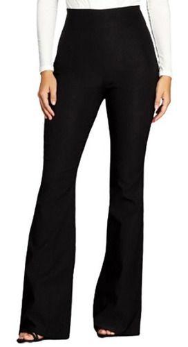 Calça Feminina Flare Boca Larga Social Crepe Elegante Chic - Beca Fit ...