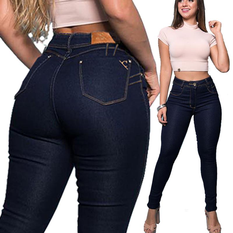 Calça Jeans Feminina com Lycra Modelagem Colada ao Corpo Levanta Bumbum ...