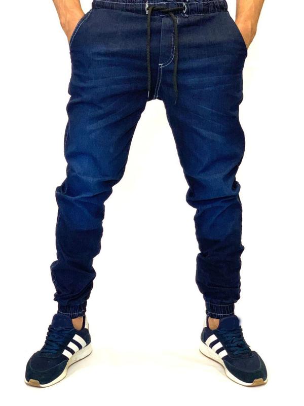 Calça Jeans Jogger Masculina Com Elástico Na Cintura E No Calcanhar ...
