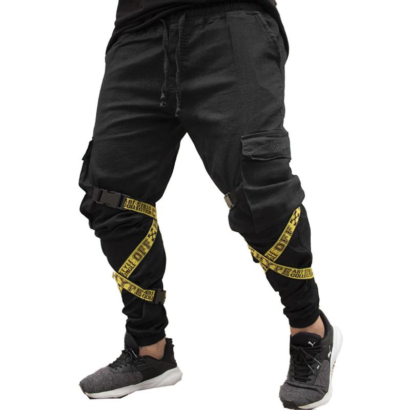 Calça Jogger Masculina PRETA Com Fitas AMARELA - Art Stillo Collection ...