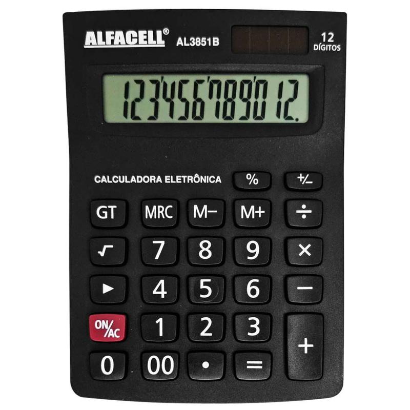 Calculadora de Mesa Alfacell AL3851B Preta 12 Dígitos - Calculadora de ...