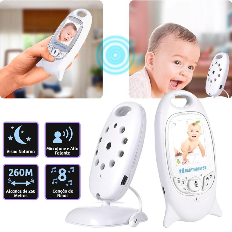 Camera Baba Eletronica Com Monitor Sem Fio Digital Colorido - Baby ...