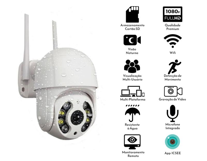 Câmera Externa Ip Prova D'água Infravermelho Externa Wifi Hd Segurança ...