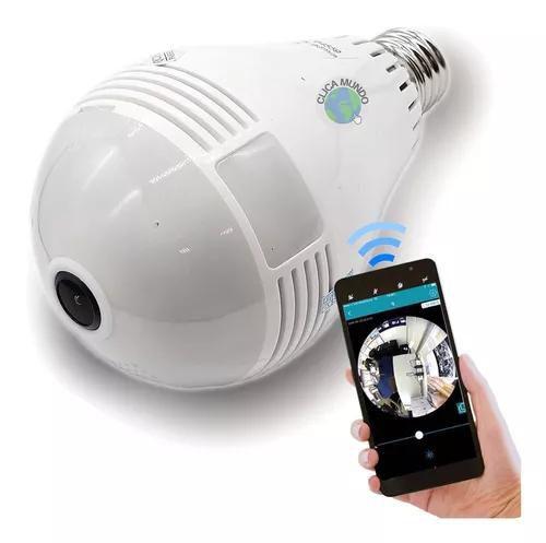 Camera Ip Lâmpada Espiã 360 Wifi Alarme E Sensor De Presença - DMK ...