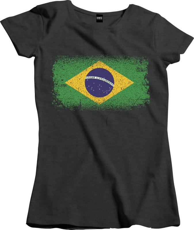Threadrock Women's Brazil Flag Long Sleeve T-shirt Brazilian Rio de Janeiro