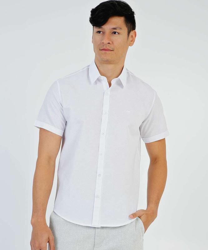 Camisa Guayabera Masculina MAXJON - Algodão Manga Curta Branca
