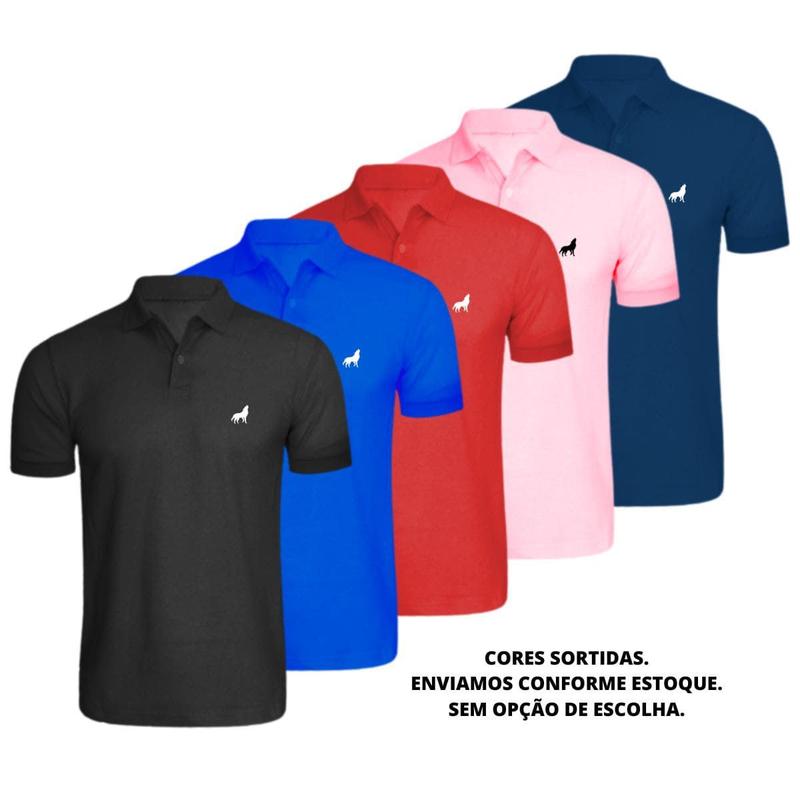 Camisa Polo Masculina em Tecido Piquet Vira Lata Wear Kit 5 Unidades ...