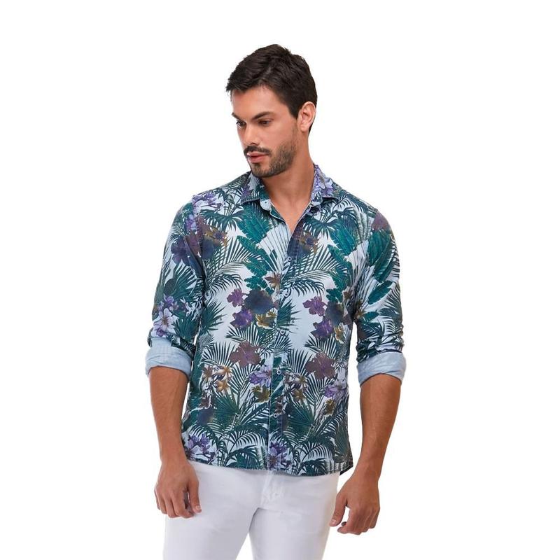Camisa Social Serafine Masculina Estampa Floral Manga Longa - Camisas ...