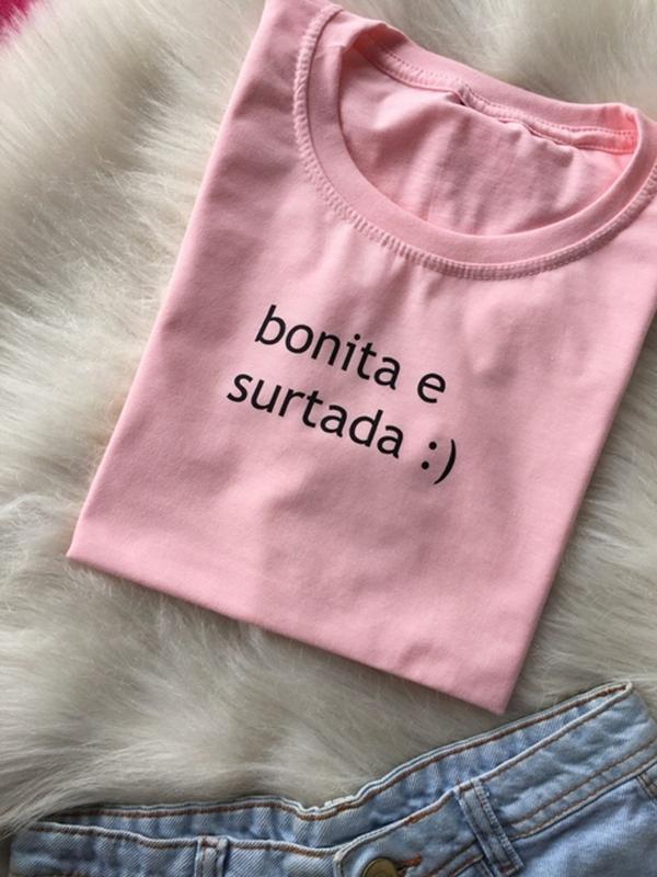 Camiseta Bonita E Surtada - Rosa/preta M - MARIA DAS BLUSINHAS ...