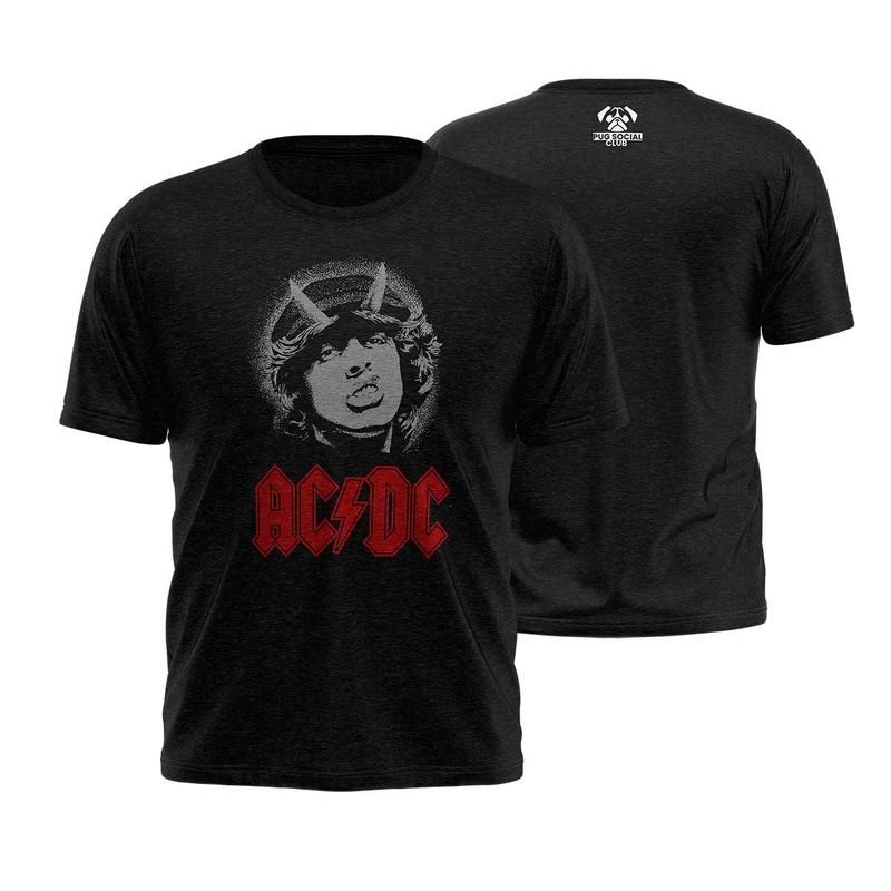 Camiseta da Banda de Rock AC/DC - Angus Young - Pug Social Club ...