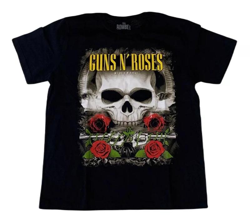 Camiseta Guns N' Roses Blusa Adulto Unissex Banda de Rock Bo8002 BM ...