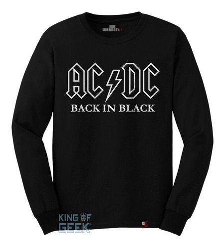 Camiseta Manga Longa Ac Dc Camisa Banda Rock Heavy Metal - king of Geek ...