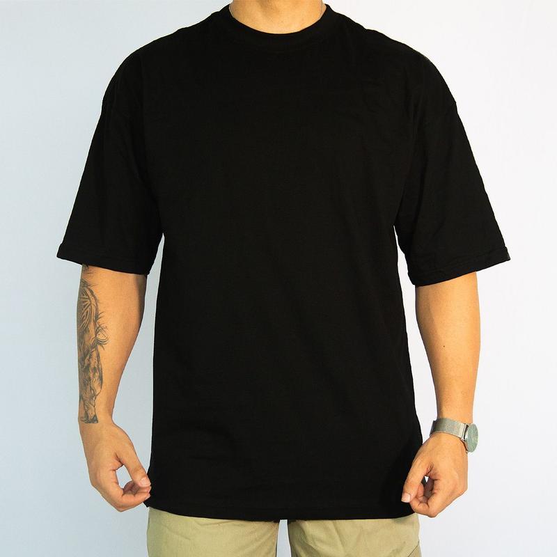 Camiseta Oversized Gola Alta Larga Basic Lisa Streetwear Masculina ...