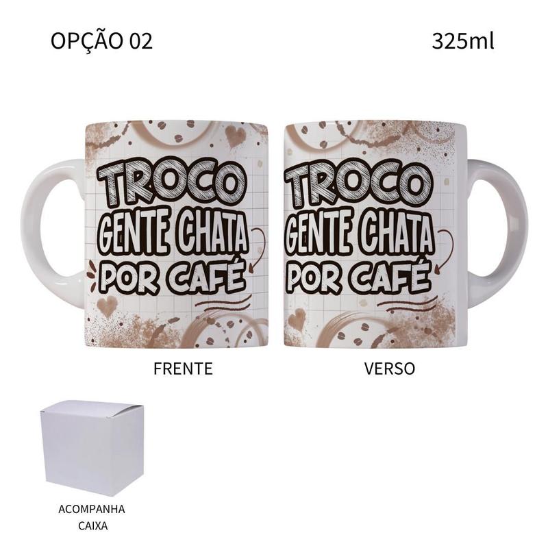 Caneca 325ml Flork Troco Gente Chata Por Café Com Caixa - LARANJA E ...