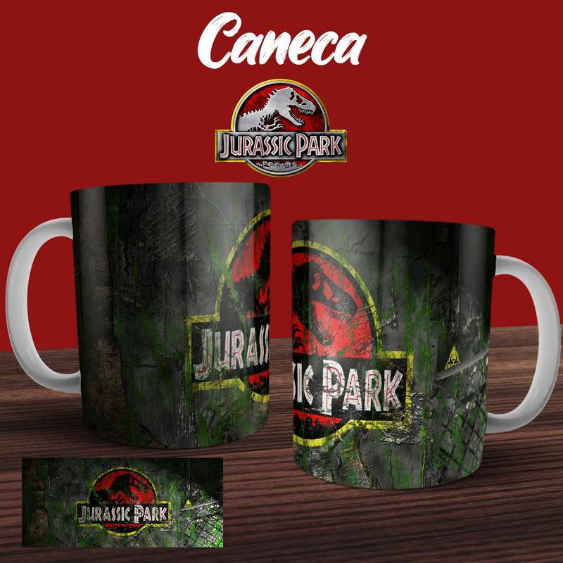 Caneca Jurassic Park de Porcelana - Mod. 03 - TTT Produtos - Canecas ...