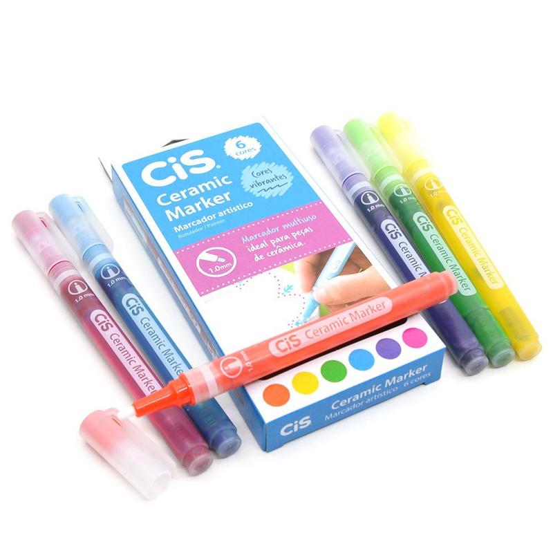Caneta para Porcelana Ceramic Marker Cis - Estojo 6 cores - Caneta para ...