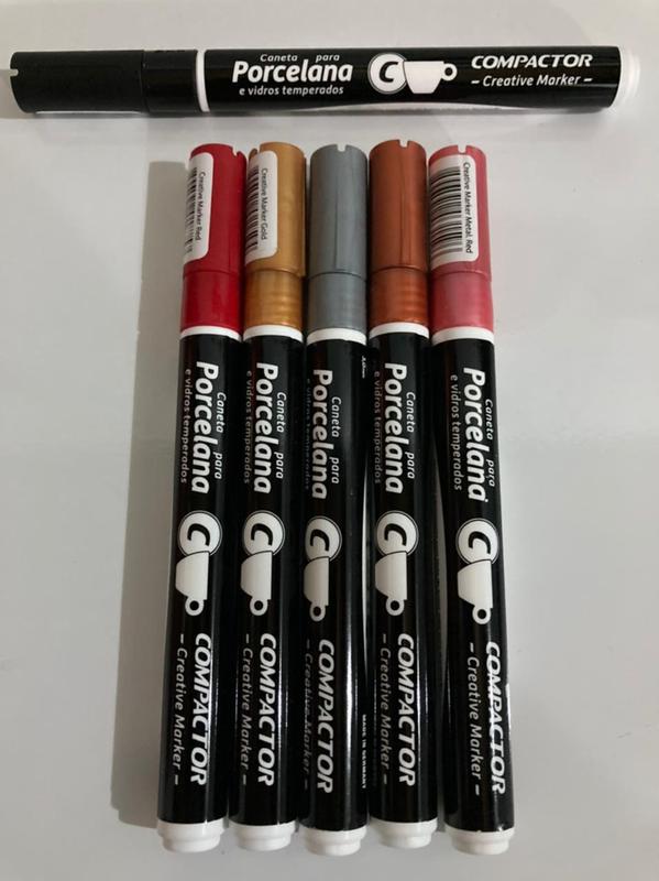 Caneta para Porcelana Creative Marker - Compactor KIT COM 5 CANETAS DE ...