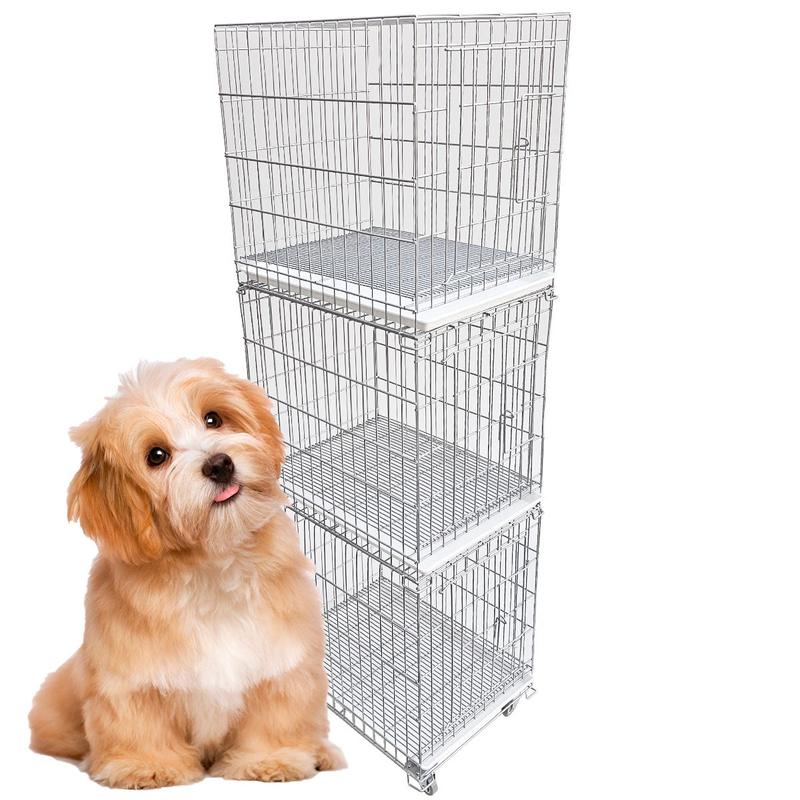 Canil Gaiola Câes gatos Vertical 3 Lugares Cachorro Pet Shop banho e ...