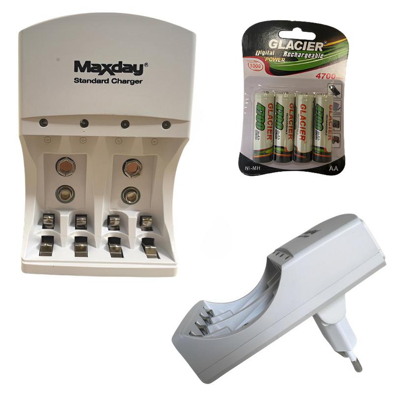 Carregador De Pilhas Recarregáveis C/4 Pilhas Aa Universal - Maxday ...