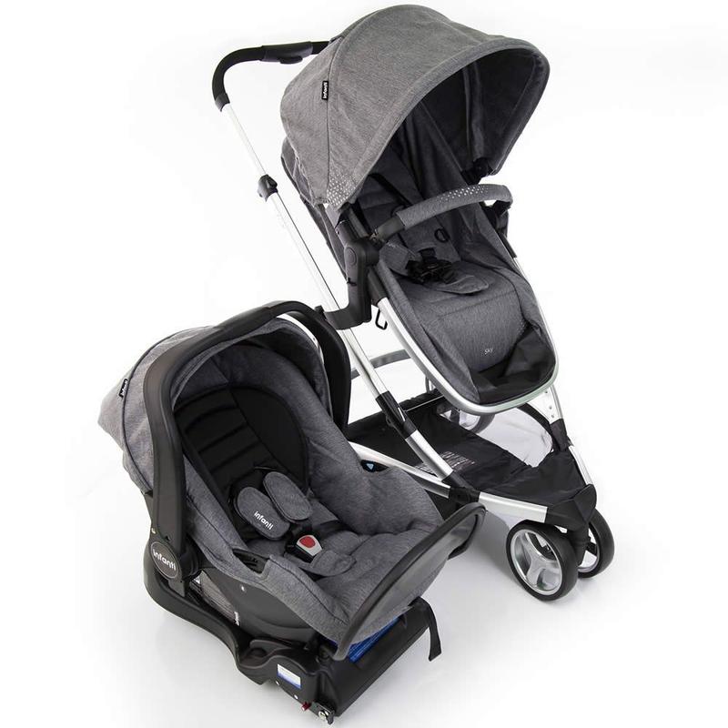 Carrinho de Bebê Travel System Sky Trio Grey Classic Infanti - Passeio ...