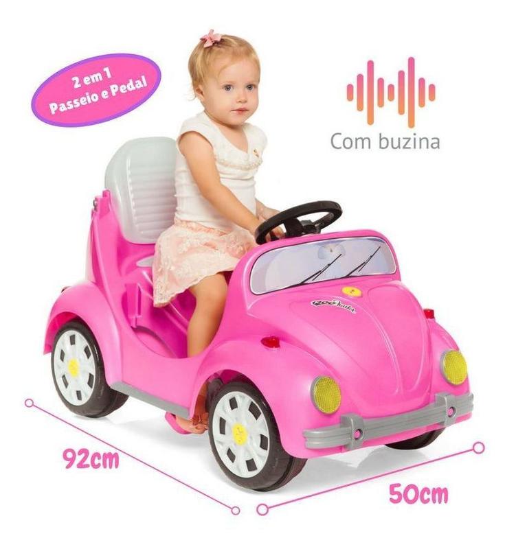 Carrinho De Passeio Meninas Rosa 2 Em 1 Fusca Calesita Brinquedo Bebes ...