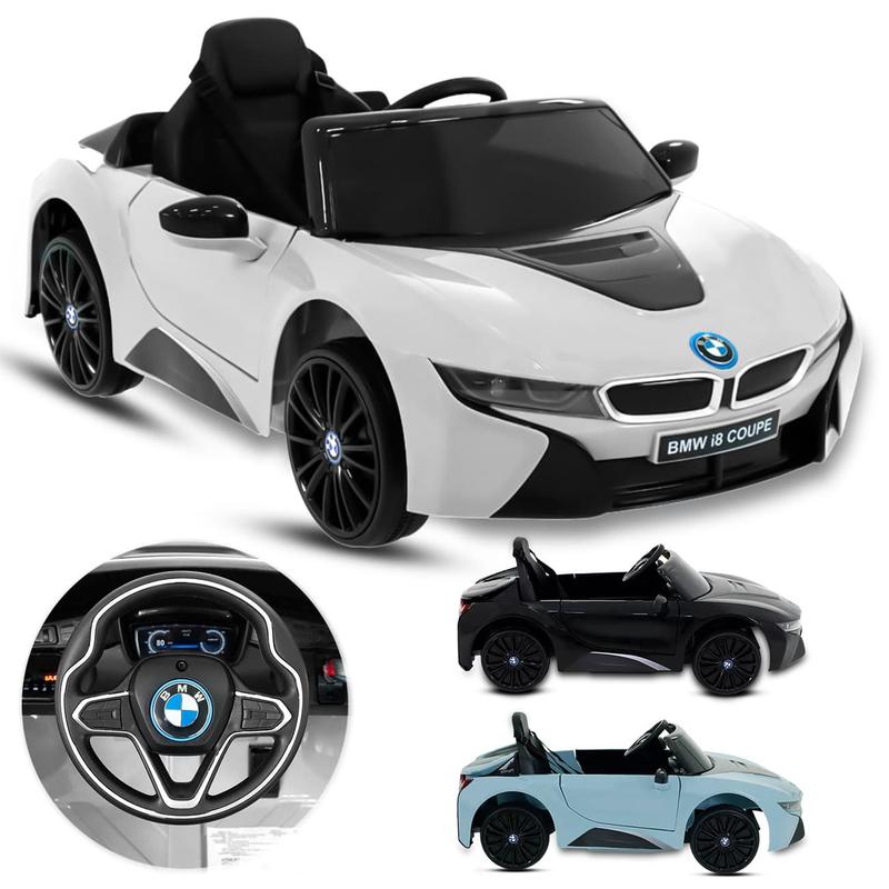 Carro Elétrico Carrinho Infantil BMW I8 Preto Azul Branco Controle ...