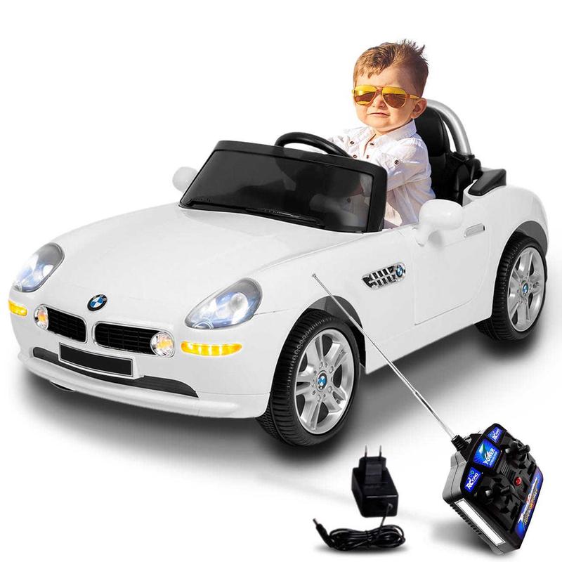 Carro Elétrico Infantil BMW Z8 2 Portas com Controle Remoto Branco 12V ...