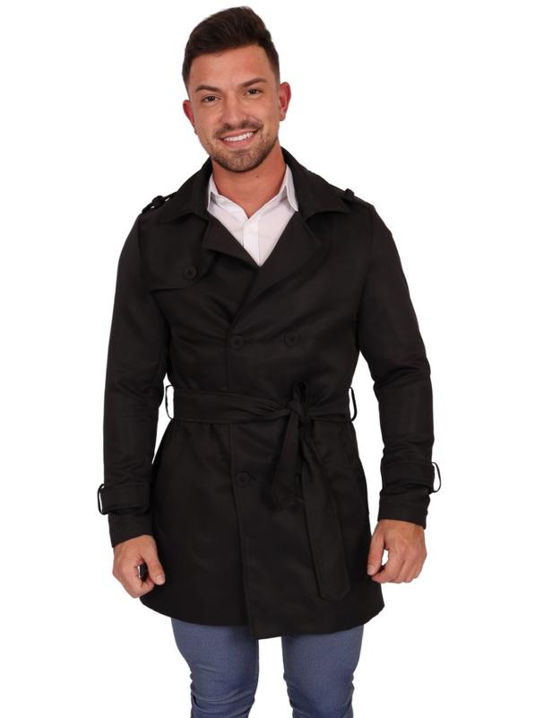 Casaco Masculino Capa Trench Coat Slim Preto - Boulders - Casaco ...