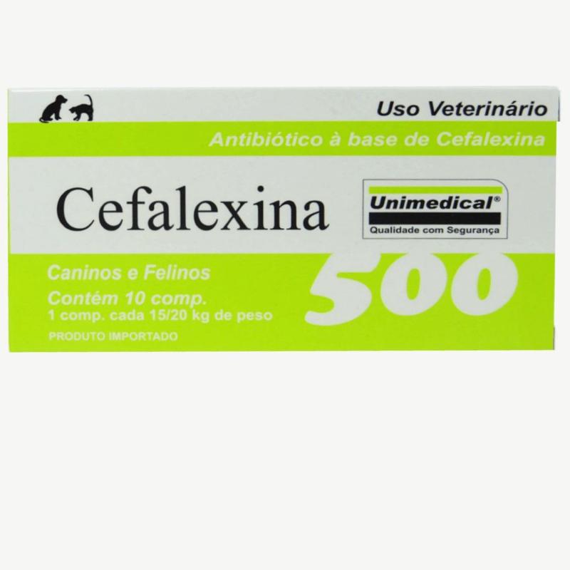 Cefalexina 500mg com 10 comprimidos Para Cães e Gatos Unimedical ...