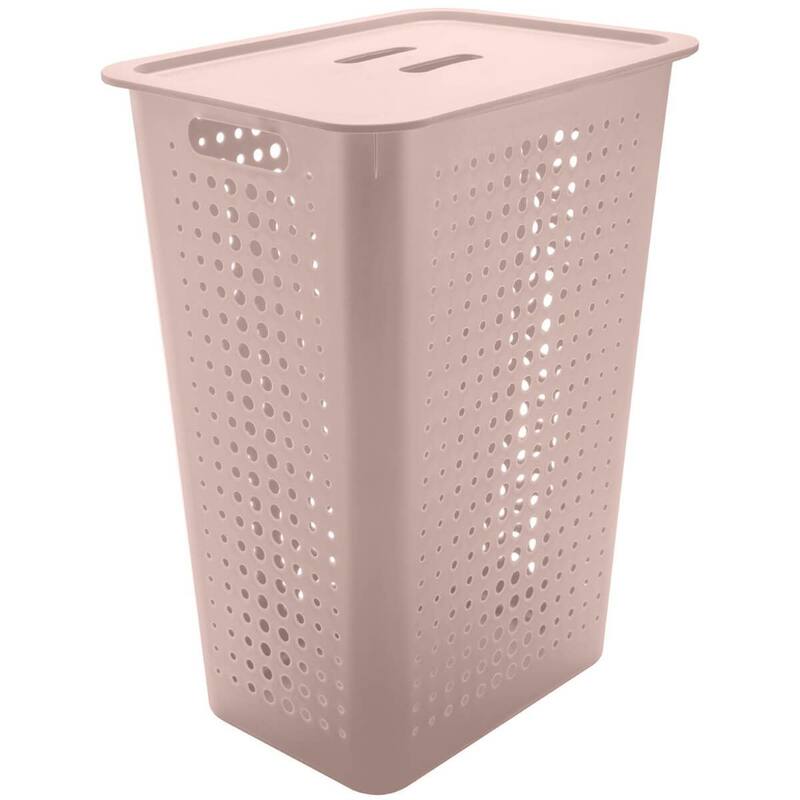 Cesto de Roupa Suja 47L Rosa Duna com Tampa para Banheiro Lavanderia Ou ...