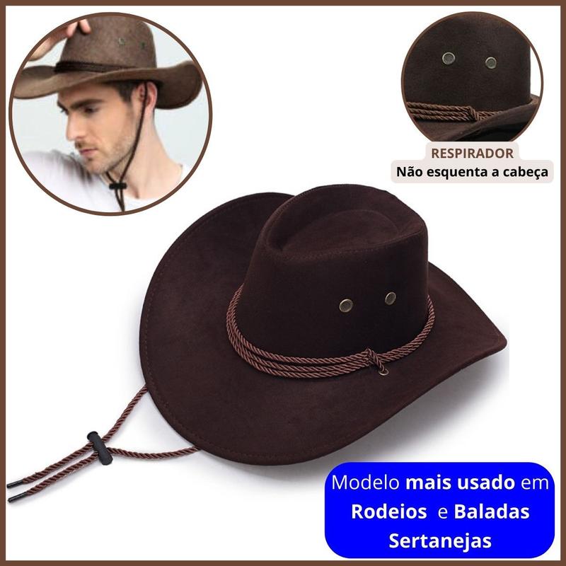 Chapeu Country Rodeio Sertanejo Cowboy Boiadeiro Americano Camurça ...