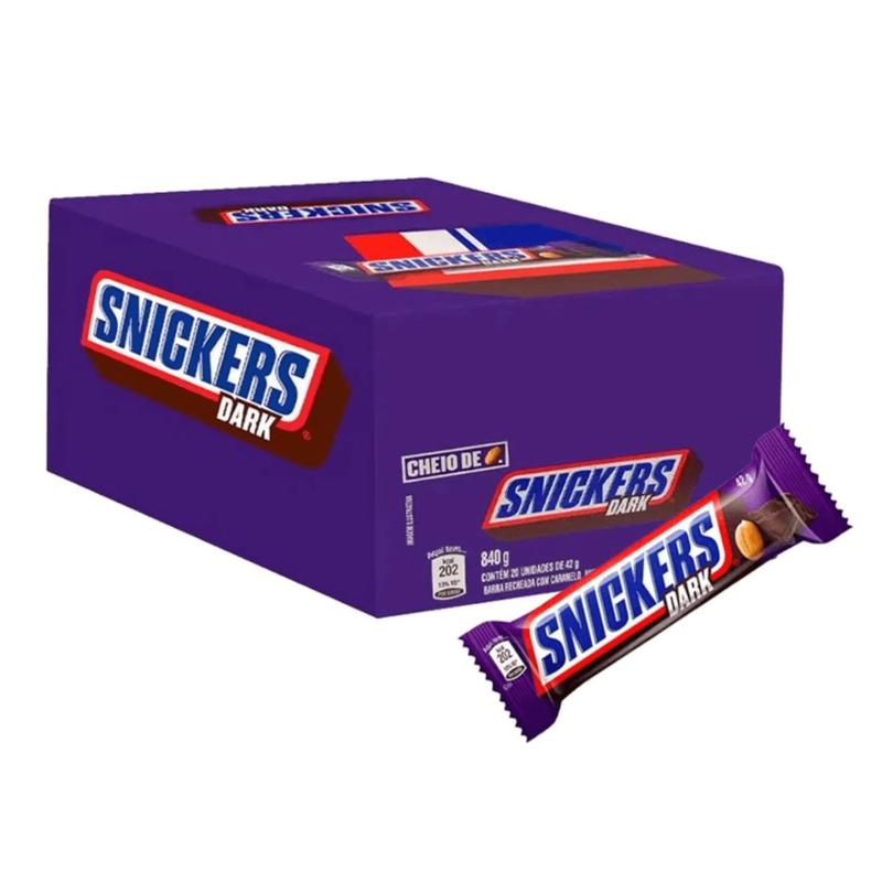 Chocolate Snickers Sabores caixa 840g com 20 unidades de 42g cada